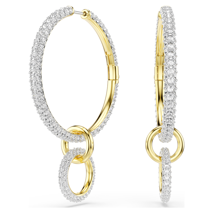 swarovski dextera hoop earrings  round cut  white  gold tone plated