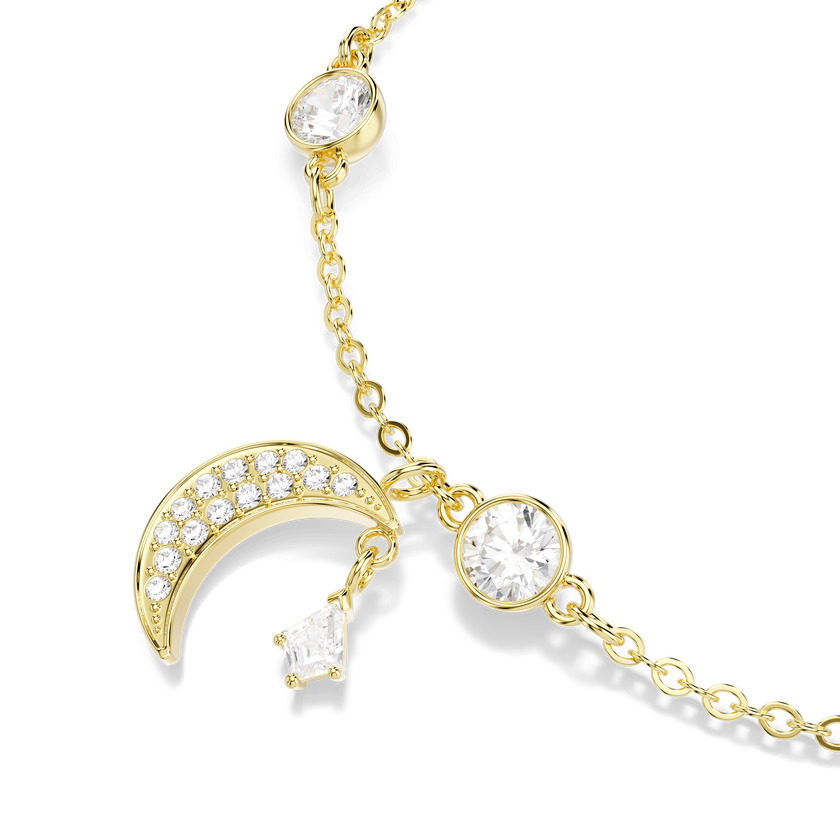 swarovski symbolica bracelet  round cut  moon  white  18k gold finish