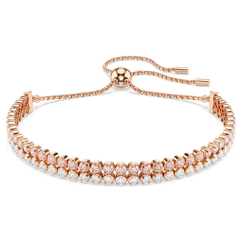 swarovski matrix bracelet  round cut  white  18k rose gold finish