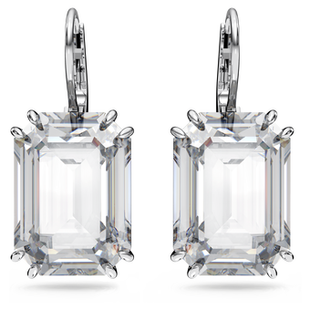 swarovski millenia earrings  octagon cut crystal  white  rhodium plated