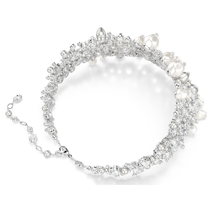 swarovski constella choker  crystal pearl  round cut  white  rhodium plated