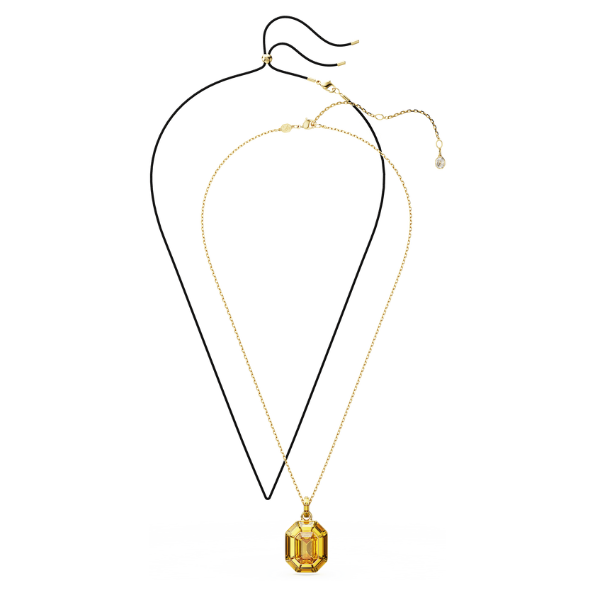 swarovski lucent pendant  octagon shape  yellow  gold tone plated