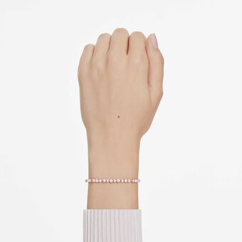 swarovski matrix bracelet  crystal pearl  round cut  white  18k rose gold finish