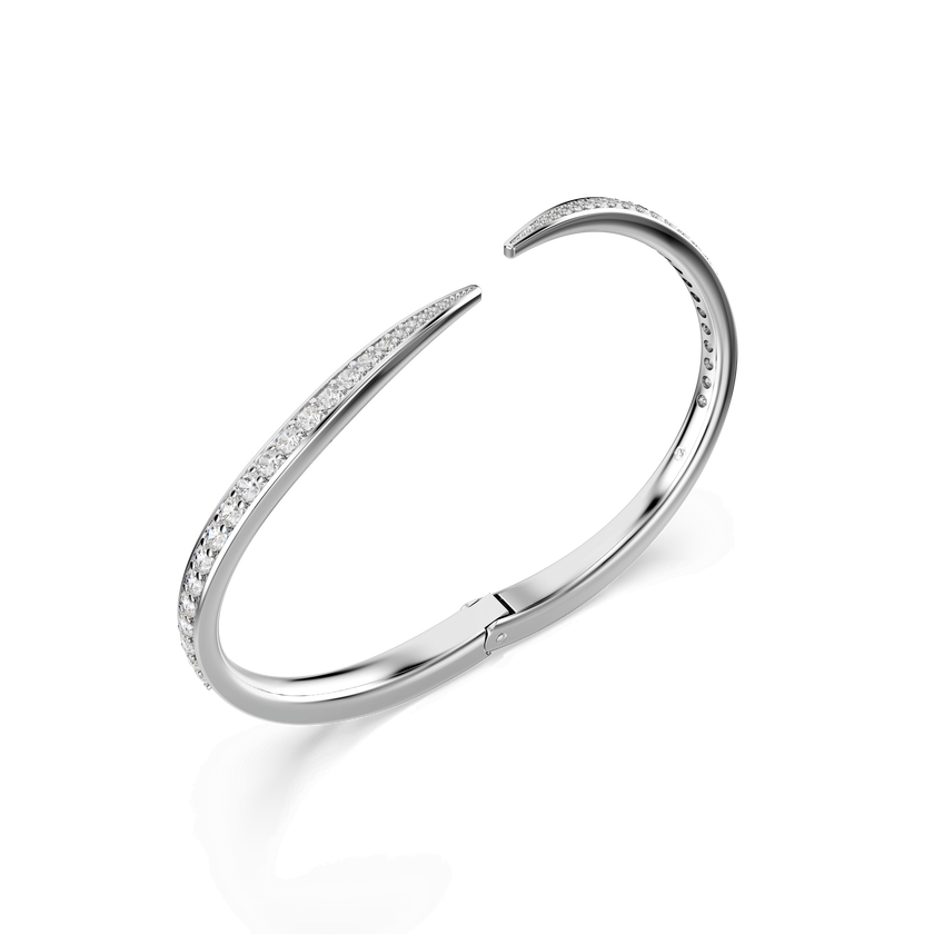 swarovski vienna bangle  round cut  swan  white  rhodium plated