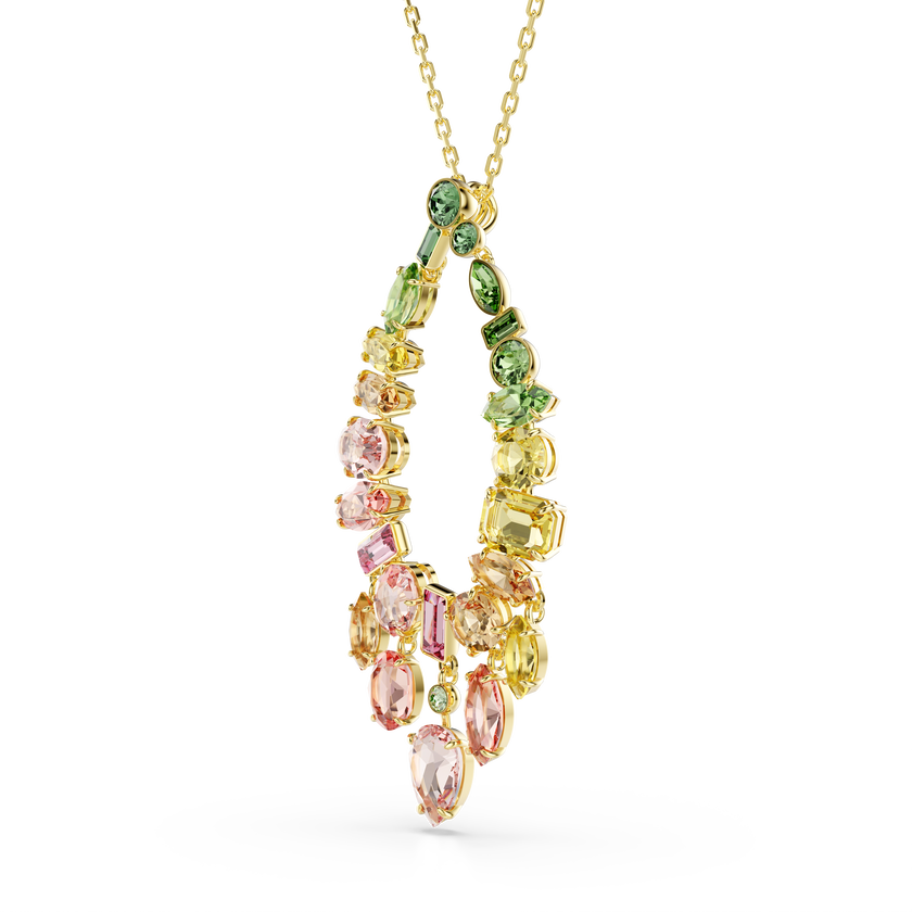 swarovski gema pendant  mixed cuts  multicolored  gold tone plated