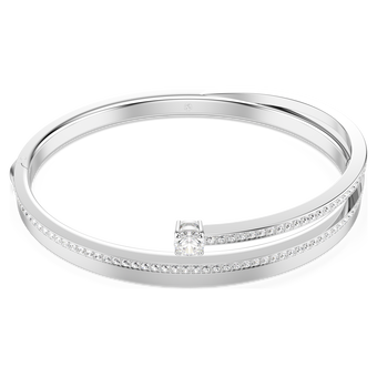 swarovski fresh bangle  round cut  white  rhodium plated
