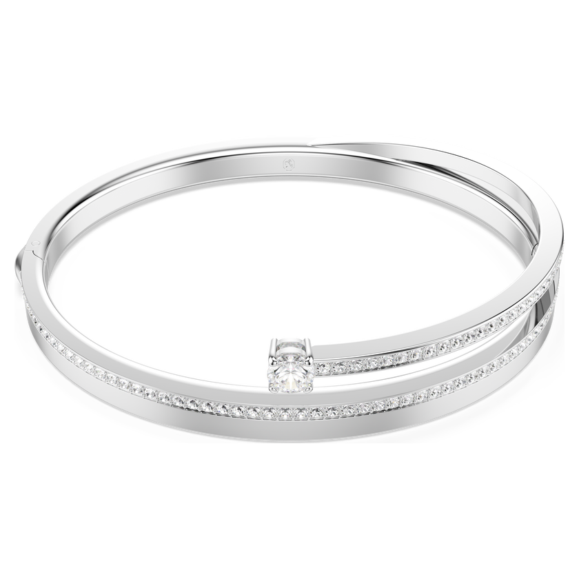 swarovski fresh bangle  round cut  white  rhodium plated