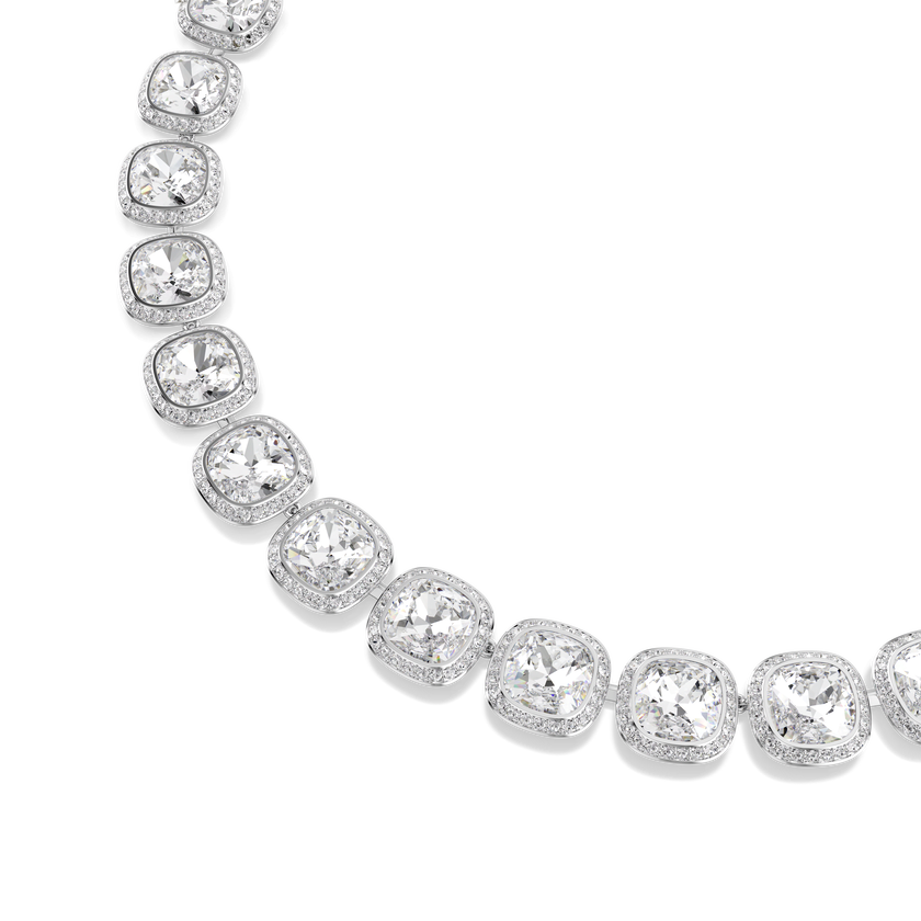swarovski una angelic necklace  cushion cut  white  rhodium plated