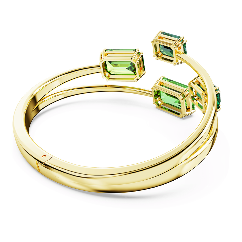 swarovski millenia bangle  octagon cut  green  gold tone plated