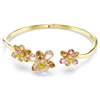 swarovski idyllia bangle  mixed cuts  flower  multicolored  gold tone plated