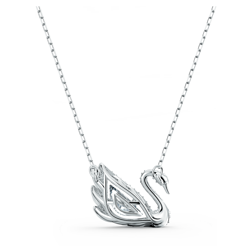 swarovski dancing swan necklace  swan  white  rhodium plated