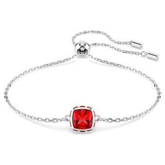 swarovski birthstone bracelet square cut july red rhodium plated