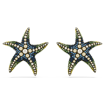 swarovski idyllia stud earrings  starfish  large  multicolored  gold tone plated