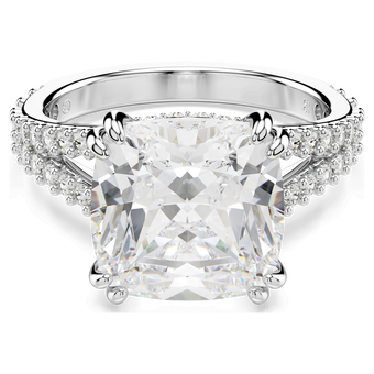 swarovski stilla ring  square cut  white  silver tone finish