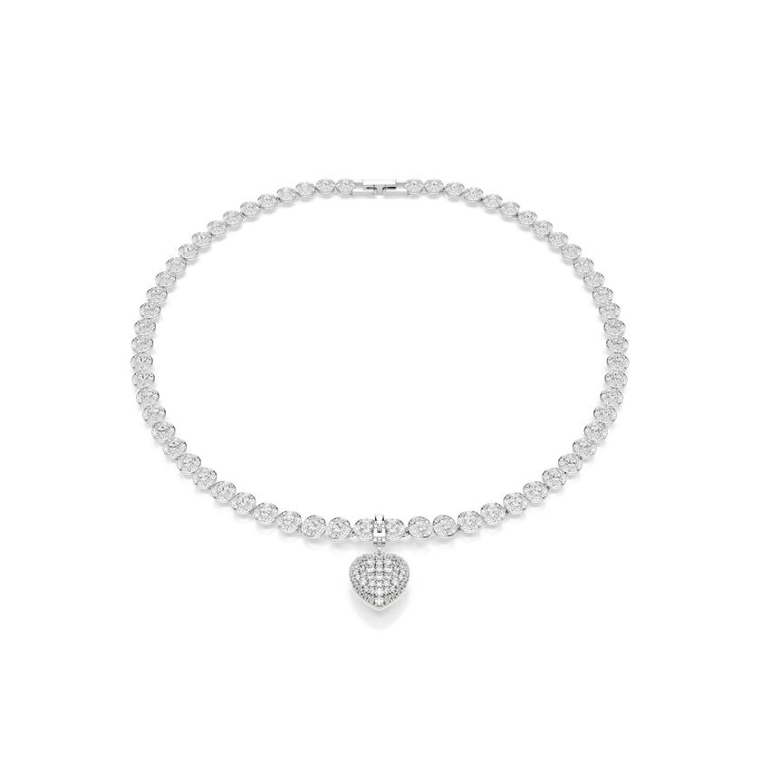 swarovski idyllia charm  mixed cuts  pearl colored coating  heart  white  rhodium plated