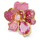 swarovski idyllia cocktail ring  pav   flower  pink  gold tone plated