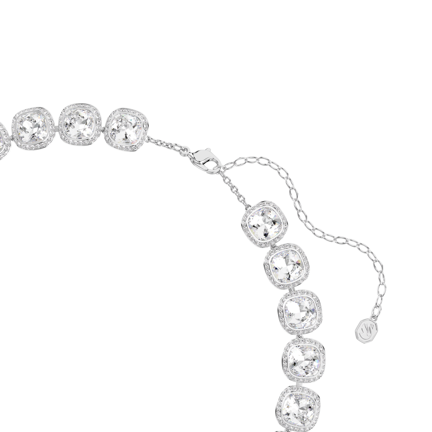 swarovski una angelic necklace  cushion cut  white  rhodium plated