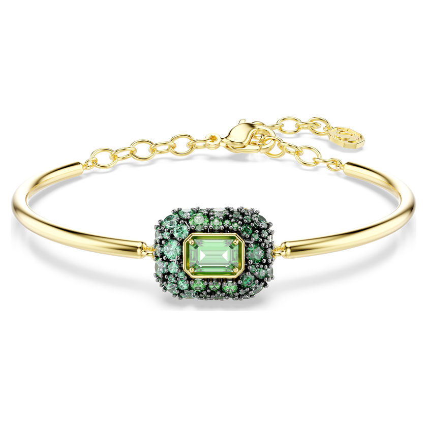 swarovski sublima bangle  octagon cut  green  18k gold finish