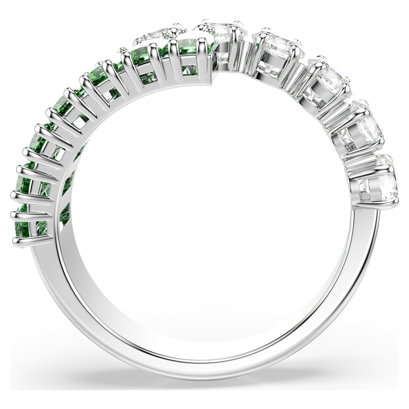 swarovski matrix ring  mixed cuts  green  rhodium plated