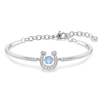 swarovski symbolica bangle  round cut  pav   horse shoe  blue  rhodium plated