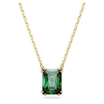 swarovski stilla pendant rectangular cut green gold tone plated