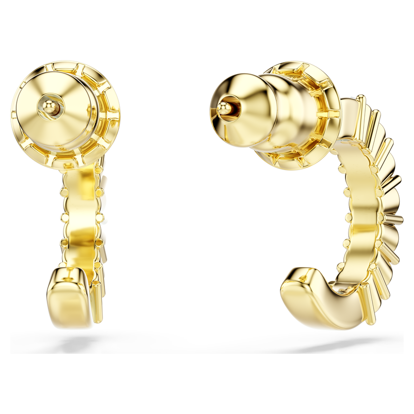 swarovski mini hoop earrings  round cut  white  18k gold finish