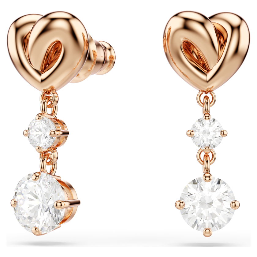 swarovski lifelong heart drop earrings  heart  white  rose gold tone plated