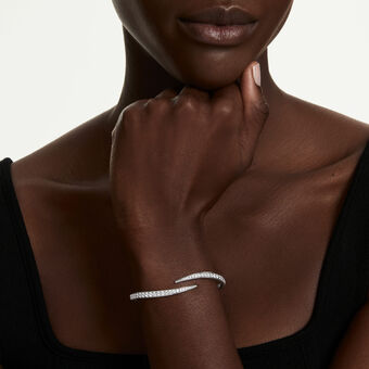 swarovski vienna bangle  round cut  swan  white  rhodium plated