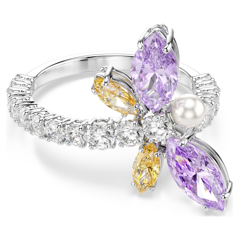 ariana grande x swarovski motif ring  mixed cuts  dragonfly  multicolored  rhodium plated