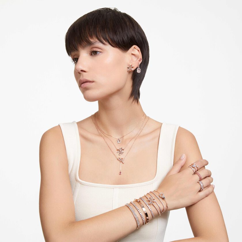 swarovski dextera bracelet  interlocking loop  white  18k rose gold finish