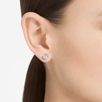 swarovski stilla stud earrings  round cut  white  rhodium plated