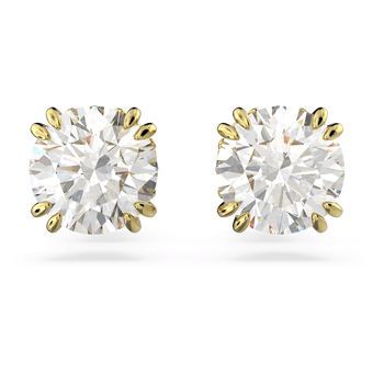 swarovski stilla stud earrings  round cut  white  gold tone plated