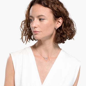 swarovski infinity heart set  white  mixed metal finish