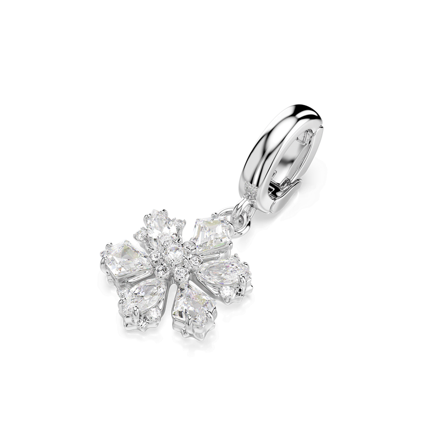 swarovski idyllia charm  mixed cuts  snowflake  white  rhodium plated