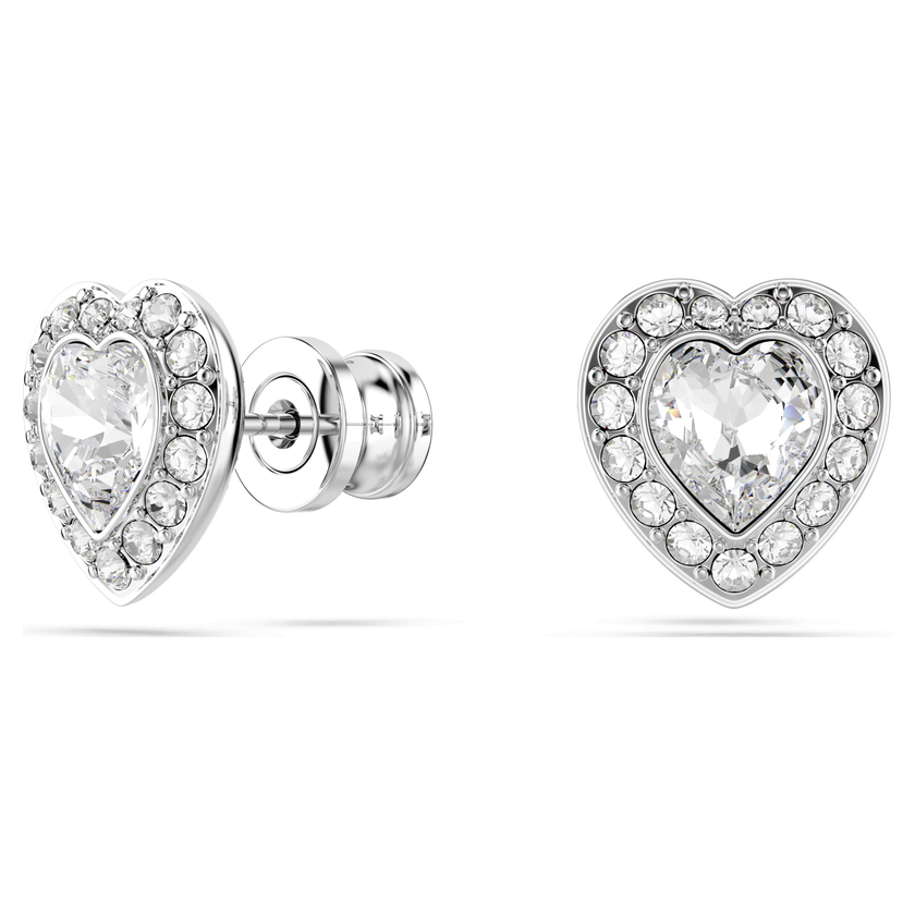 ariana grande x swarovski stud earrings  mixed cuts  heart  white  rhodium plated