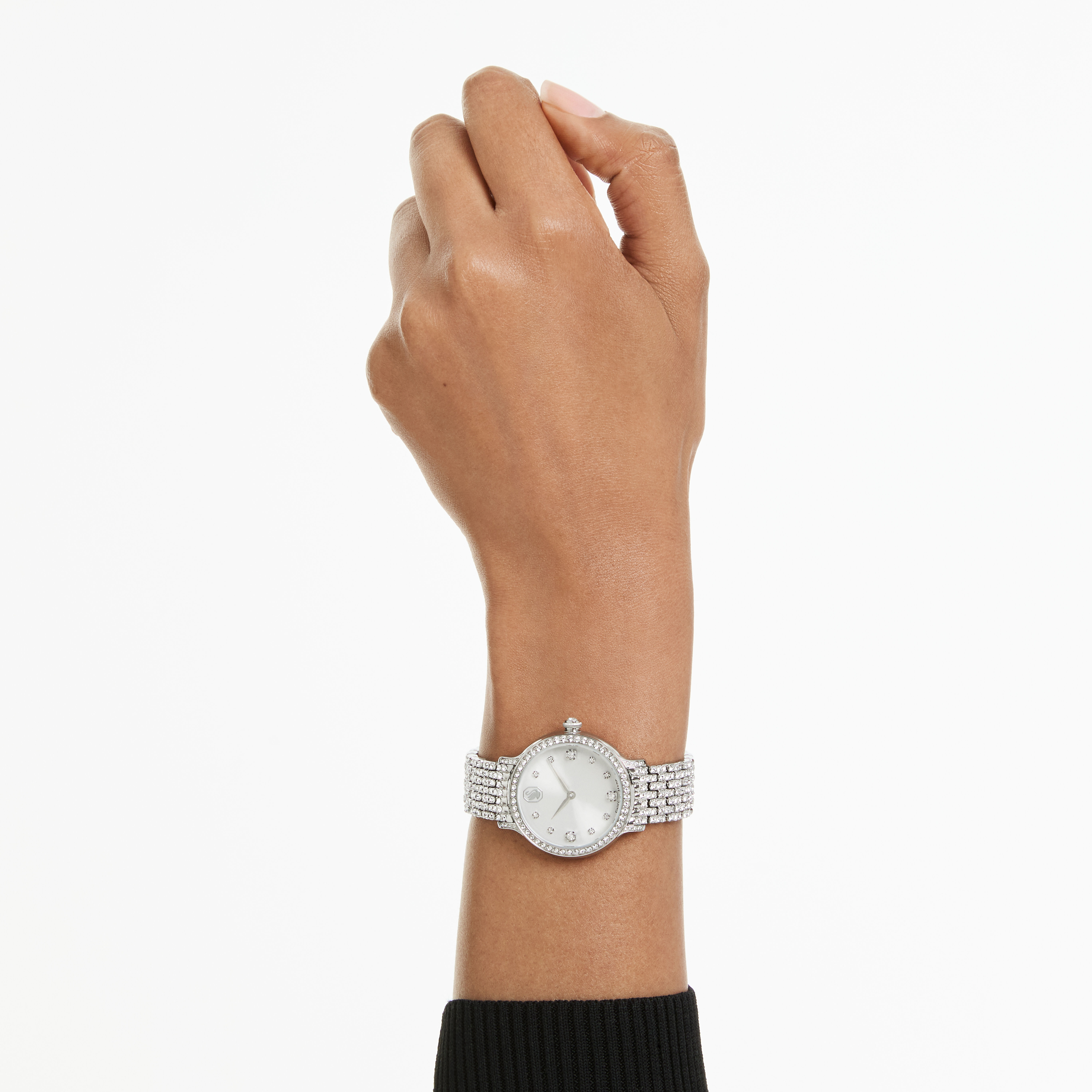 swarovski imber watch  swiss made  metal bracelet  silver tone  stainless steel