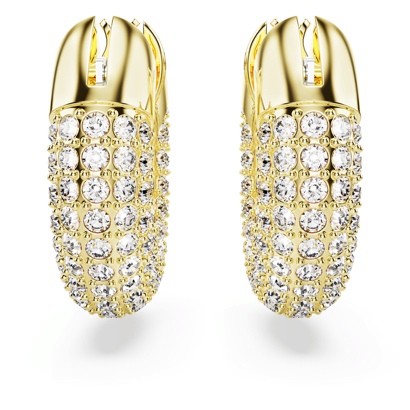 swarovski dextera hoop earrings  small  white  18k gold finish