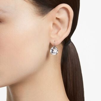 swarovski millenia drop earrings  round cut  white  rhodium plated