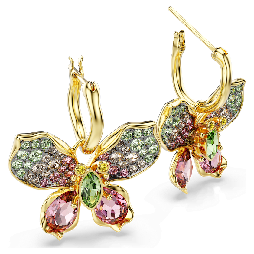 swarovski idyllia drop earrings  mixed cuts  pav   butterfly  multicolored  mixed metal finish