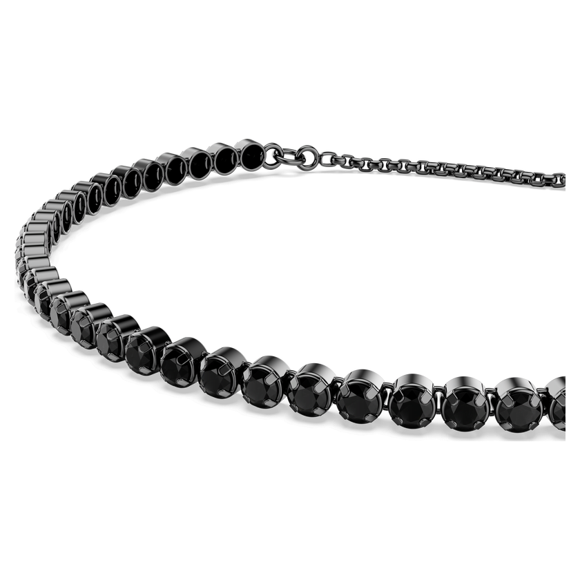 swarovski matrix tennis bracelet  mixed round cuts  black  ruthenium plated