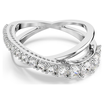 swarovski hyperbola ring  mixed cuts  white  silver tone finish