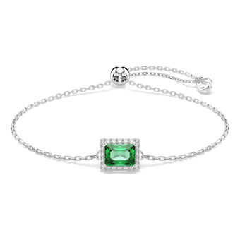 swarovski una angelic bracelet  rectangular cut  pav   green  rhodium plated