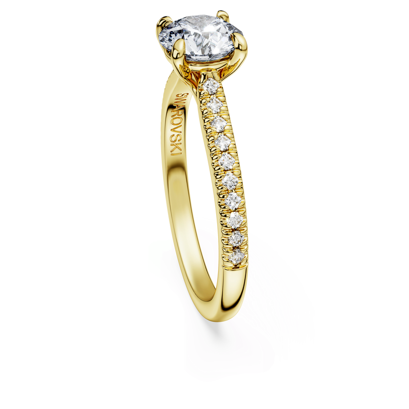 swarovski eternity solitaire ring  laboratory grown diamonds 1 2 ct tw  round cut  18k yellow gold