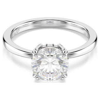 swarovski stilla cocktail ring  round cut  white  silver tone finish