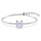 swarovski symbolica bangle  round cut  pav   horse shoe  blue  rhodium plated
