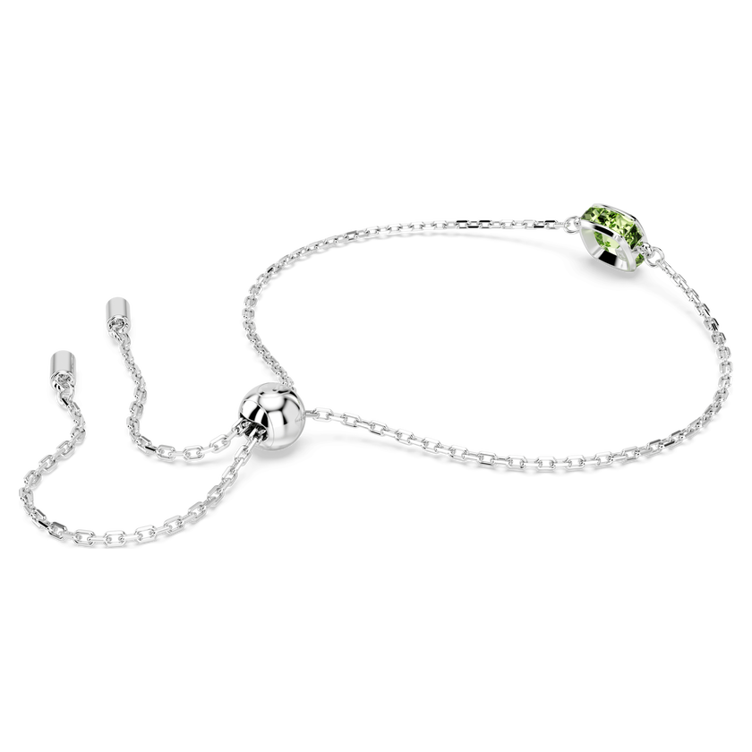 swarovski birthstone bracelet  square cut  august  green  rhodium plated