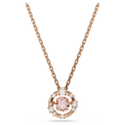 swarovski constella pendant  round cut  dancing stone  pink  rose gold tone plated