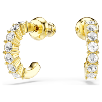 swarovski mini hoop hoop earrings round cut  white  gold tone plated