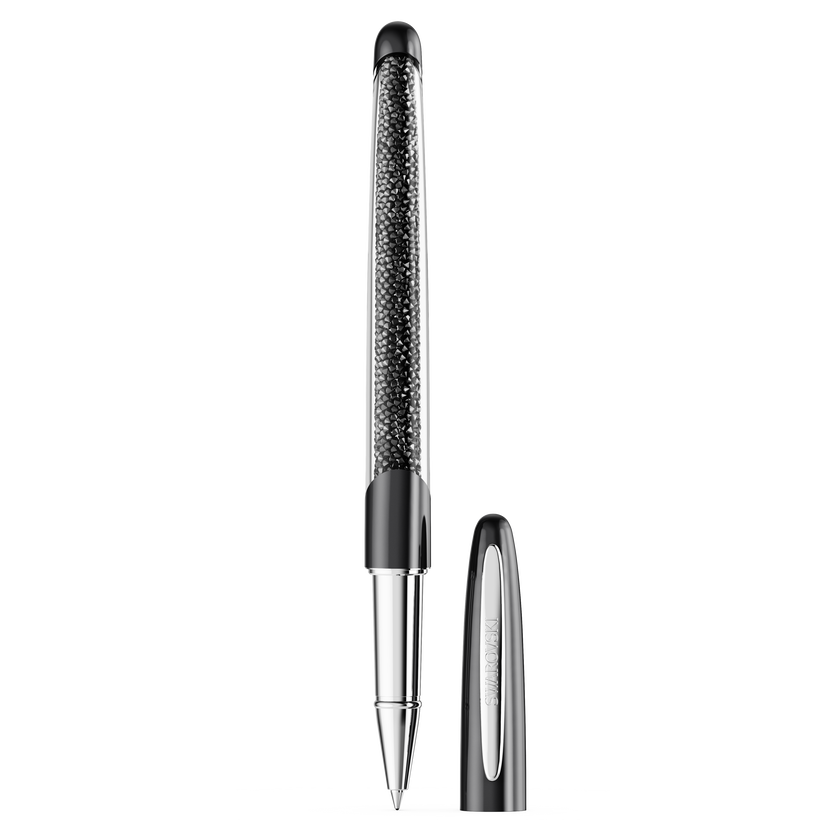 swarovski crystalline nova rollerball pen  black  chrome plated