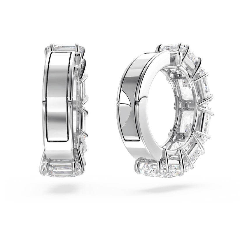 swarovski matrix clip earrings  square cut  white  rhodium plated